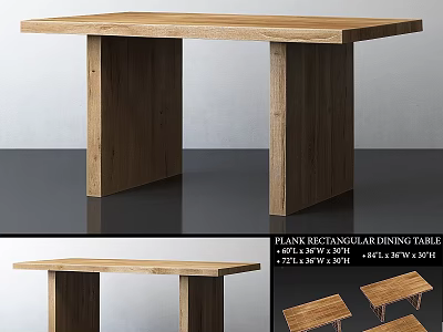Plain Rectangular Wooden Dining Table With Simple Modern Design And Sturdy Structure 3d model