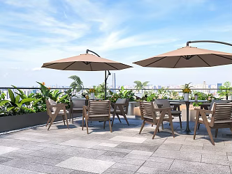 Modern outdoor leisure balcony 3d model