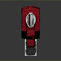 Red And Silver Chainsaw Weapon With Sharp Metal Chain And Black Handle
