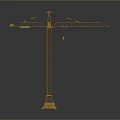Yellow Tower Crane Construction Machinery With Tall Metal Frame And Lifting Hook