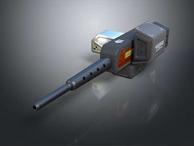 Futuristic Tactical Weapon With Long Barrel Gray Body And Silver Components 3d model