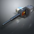 Futuristic Tactical Weapon With Long Barrel Gray Body And Silver Components