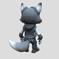 Cute Gray Wolf Game Movie Character With Black Vest And Blue Jeans