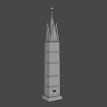 Tall Gothic Stone Pillar With Layered Structure And Spire Top Design