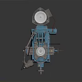 Blue Industrial Drilling Machine With Motorized Head Workbench Wheels And Lamp