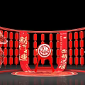 Traditional Chinese New Year Festive Decoration With Red Lanterns Dragon And Drum