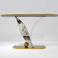 Modern Console Table With Marble Top And Golden Curved Base Design 3d model