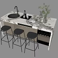 Nakajima counter bar counter operating table dining table and chairs 3d model