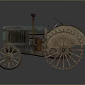 Vintage Tractor With Rustic Blue Green Finish And Large Spiked Wheels