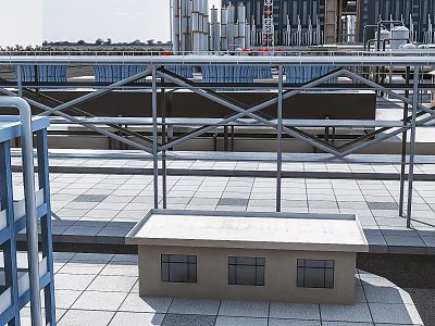 Industrial Factory Building Exterior With Metal Structures Rooftop Equipment And Steel Frames 3d model
