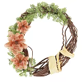 Decorative Door Hanging Wreath With Yellow Bow Welcome Sign Green Leaves And Flowers