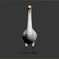 Low Poly White Swan 3D Model with Shiny Reflective Surface on Dark Background 3d model