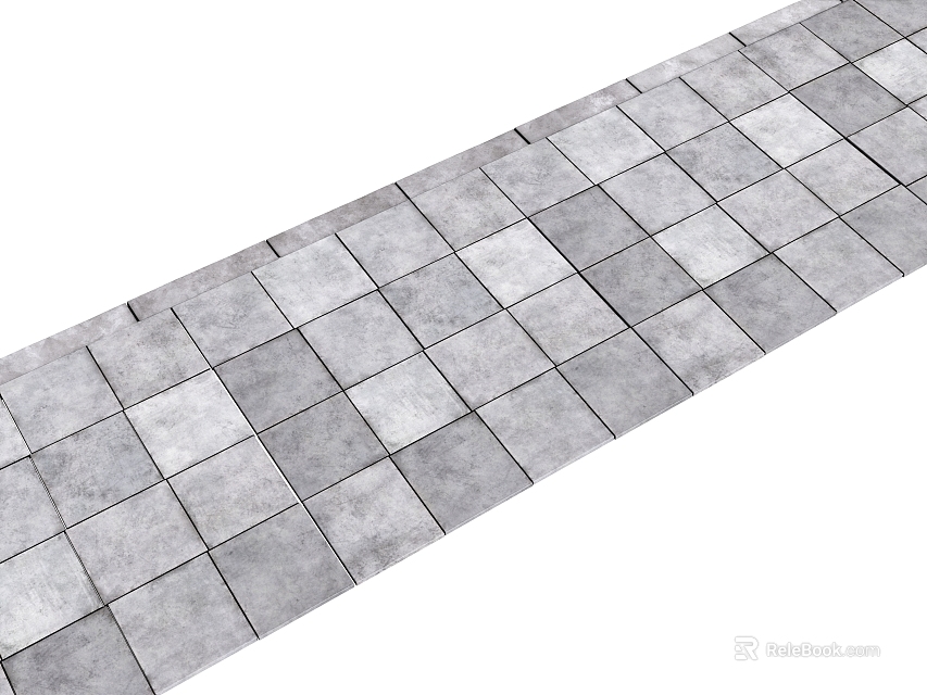 Gray Square Ceramic Tile Floor With Neat Pattern For Interiors 3d model 