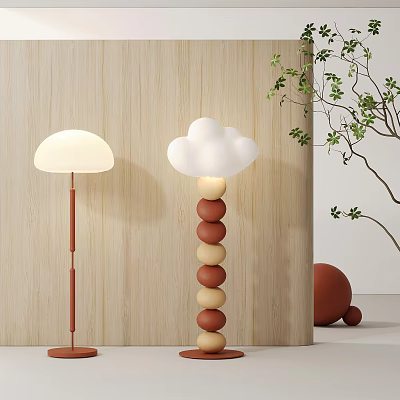 Two Modern Floor Lamps With Minimalist And Cloud Shaped Designs 3d model