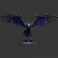 Mythical Creature 3D Model With Large Wings And Glowing Blue Base Design 3d model