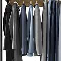 Organized Clothing Wardrobe With Hanging Shirts Jackets And Folded Clothes On Shelf