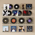 Vinyl Records Decorative Wall Display Set With Transparent Shelves And Album Covers