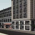 Traditional And Modern Commercial Street With Live Music Laundrette Shop Fronts And Signs