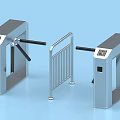 Industrial Turnstile Equipment With Silver Metal Railings And Access Control System