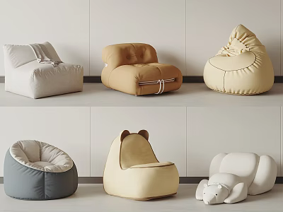 Stylish Single Seater Sofas With Various Unique Designs And Neutral Colors 3d model