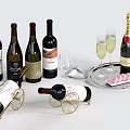 Elegant Wine Bottles And Glasses Display With Metal Racks Champagne Flutes And Trays