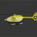 Yellow Medical Air Rescue Helicopter With Rotors And Emergency Features