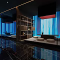 Modern SPA Sauna Interior Design Wooden Elements Warm Lighting And Comfortable Sofa