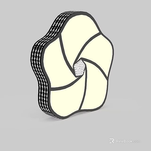 Petal Shaped Modern Ceiling Light with Black White Frame and Mesh Center 3d model 
