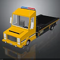 Yellow Tow Truck With Police Lights And Flatbed Design For Rescue Operations