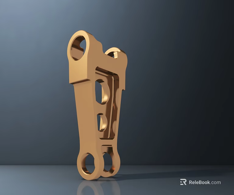 Golden Metal Public Facility Component With Symmetrical Design And Holes 3d model 