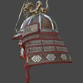 Samurai Helmet With Fanged Red Mask And Dragon Ornament Traditional Design