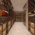 Elegant Wine Cellar Interior With Wooden Wine Racks Glass Doors And Marble Floor