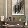 Industrial Wooden Metal Bookcase With Books Decorations And Side Desk Cabinet