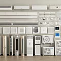 Modern Air Conditioners and Fans with Wall Mounted Floor Standing Designs and Control Panels