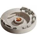 Modern Circular Outdoor Sofa With Fire Pit And Comfortable Cushions In Outdoor Setting