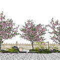 arbor cherry blossom landscape tree peach tree flowers courtyard tree street tree 3d model