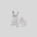 Stylish White Gold Geometric Pattern Bathroom Essentials with Toothbrushes Comb Soap Dispenser Tissue Box