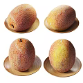 Fresh Ripe Cantaloupe Fruits on Wooden Plates with Netted Skin Texture