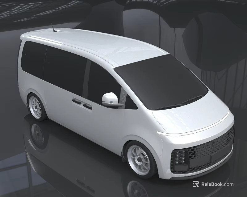 White Modern Van With Sleek Design And Front Grille In Contemporary Setting 3d model