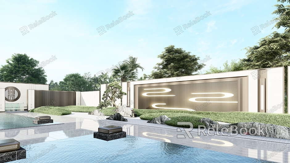 Modern landscape wall entrance landscape wall residential district landscape wall opposite landscape wall grille landscape wall hollow landscape wall waterscape landscape wall model