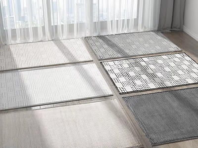 Varied Square Rugs In Different Patterns For Living Space 3d model