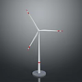 White Wind Turbine Model With Red Marked Blades And Stable Base 3d model