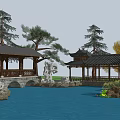 Chinese-style pavilion antique corridor pavilion tower pavilion viewing platform ancient built pavilion cocked corner pavilion beauty leaning 3d model