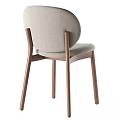 Modern Minimalist Single Chair With Curved Fabric Backrest And Wooden Legs
