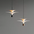 Modern Pendant Lights with White Shades and Black Gold Bases Hanging in Gray Background