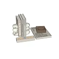 Stylish Books And Magazines With Decorative Glass Jar And Marble Ornaments