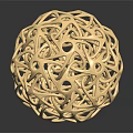 Golden Hollow Decorative Ornament Set with Interlaced Structure Modern Metallic Home Decor Piece