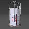 Industrial Factory Acetylene Gas Storage Tank with Metal Frame and Ladder Safety Warning