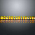 Row Of Yellow Emojis Arranged With Reflection On Gray Background
