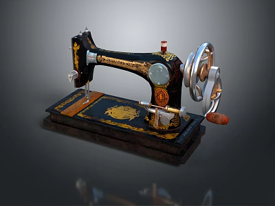 Vintage Sewing Machine With Decorative Patterns And Metal Components Classic Design 3d model